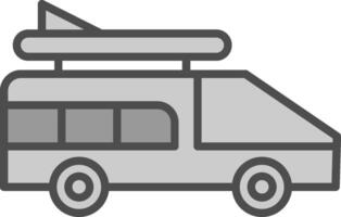 camper camioneta línea lleno escala de grises icono diseño vector