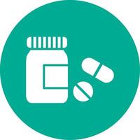 pastillas botella multi color circulo icono vector