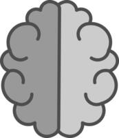 cerebro línea lleno escala de grises icono diseño vector