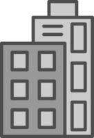 edificio línea lleno escala de grises icono diseño vector