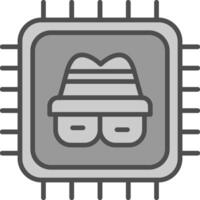 chip línea lleno escala de grises icono diseño vector