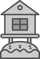 Beach Hut Line Filled Greyscale Icon Design vector