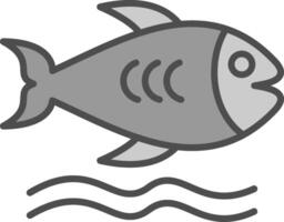 Fish Line Filled Greyscale Icon Design vector