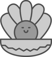 Oyster Line Filled Greyscale Icon Design vector