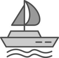 barco línea lleno escala de grises icono diseño vector