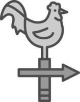 pollo línea lleno escala de grises icono diseño vector