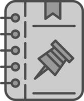 Push Pin Line Filled Greyscale Icon Design vector