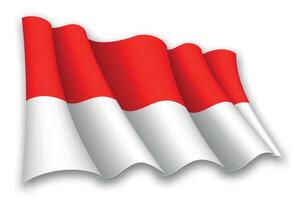 realista ondulación bandera de Indonesia vector