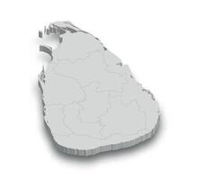 3d sri lanka blanco mapa con regiones aislado vector