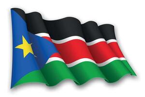 realista ondulación bandera de sur Sudán vector