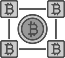 bitcoin bloques línea lleno escala de grises icono diseño vector