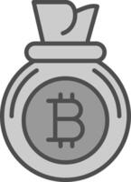 bitcoin bolso línea lleno escala de grises icono diseño vector