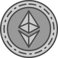 Ethereum Coin Line Filled Greyscale Icon Design vector