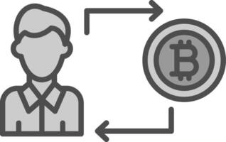 bitcoin comercio línea lleno escala de grises icono diseño vector