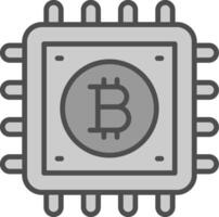 bitcoin proceso línea lleno escala de grises icono diseño vector