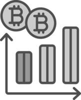 bitcoin grafico línea lleno escala de grises icono diseño vector