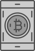 Bitcoin Pay Line Filled Greyscale Icon Design vector