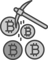 Bitcoin Mining Line Filled Greyscale Icon Design vector