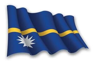 Realistic waving flag of Nauru vector