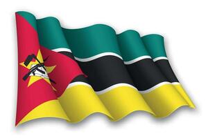 Realistic waving flag of Mozambique vector