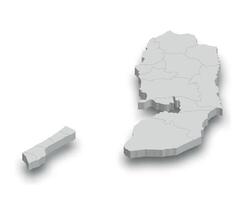 3d Palestine white map with regions isolated vector