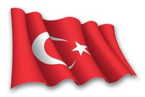 Realistic waving flag of Turkey vector