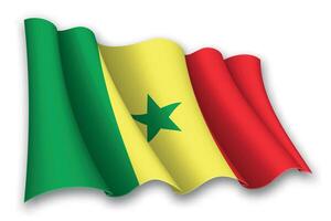 Realistic waving flag of Senegal vector