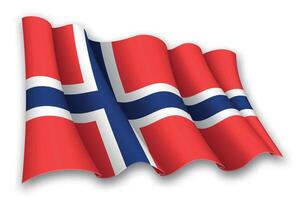 realista ondulación bandera de Noruega vector