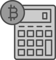 bitcoin calculadora línea lleno escala de grises icono diseño vector