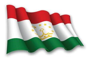 Realistic waving flag of Tajikistan vector