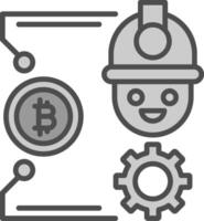 bitcoin arte línea lleno escala de grises icono diseño vector