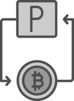 bitcoin paypal línea lleno escala de grises icono diseño vector