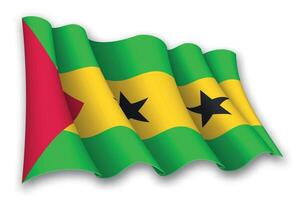Realistic waving flag of Sao Tome and Principe vector