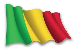 Realistic waving flag of Mali vector