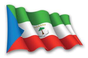 Realistic waving flag of Equatorial Guinea vector