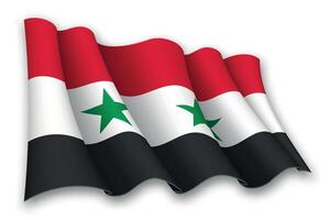 Realistic waving flag of Syria vector