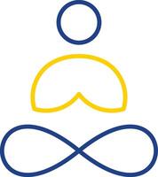 yoga línea dos color icono diseño vector