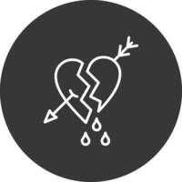 Broken Heart Line Inverted Icon Design vector