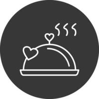 comida bandeja línea invertido icono diseño vector