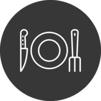 tenedor línea invertido icono diseño vector