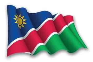 Realistic waving flag of Namibia vector