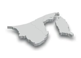 3d Brunei blanco mapa con regiones aislado vector