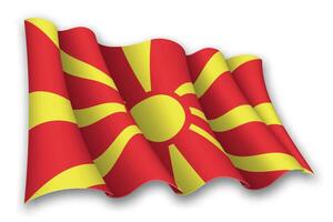 realista ondulación bandera de norte macedonia vector