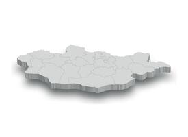 3d Mongolia blanco mapa con regiones aislado vector