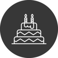 cumpleaños pastel línea invertido icono diseño vector