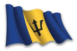 Realistic waving flag of Barbados vector