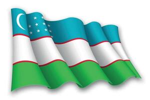 Realistic waving flag of Uzbekistan vector