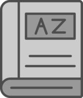 diccionario línea lleno escala de grises icono diseño vector