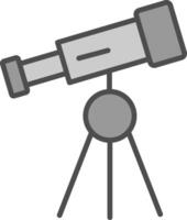 telescopio línea lleno escala de grises icono diseño vector