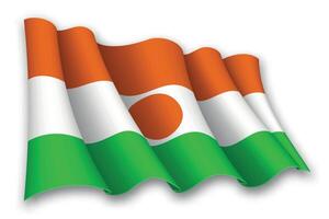 Realistic waving flag of Niger vector